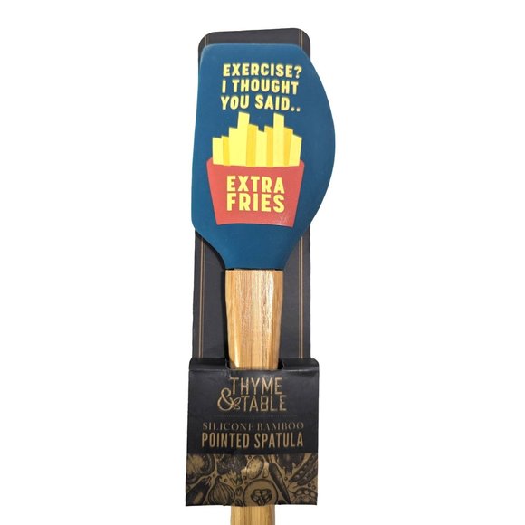 Pointed Spatula Silicone Wood Handle Exercise I Thought You Meant Extra Fries - Picture 2 of 5